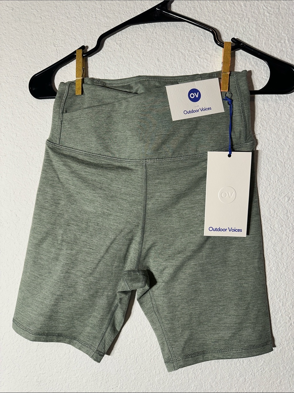 Outdoor Voices Olive Green Mid-Rise Bike Shorts